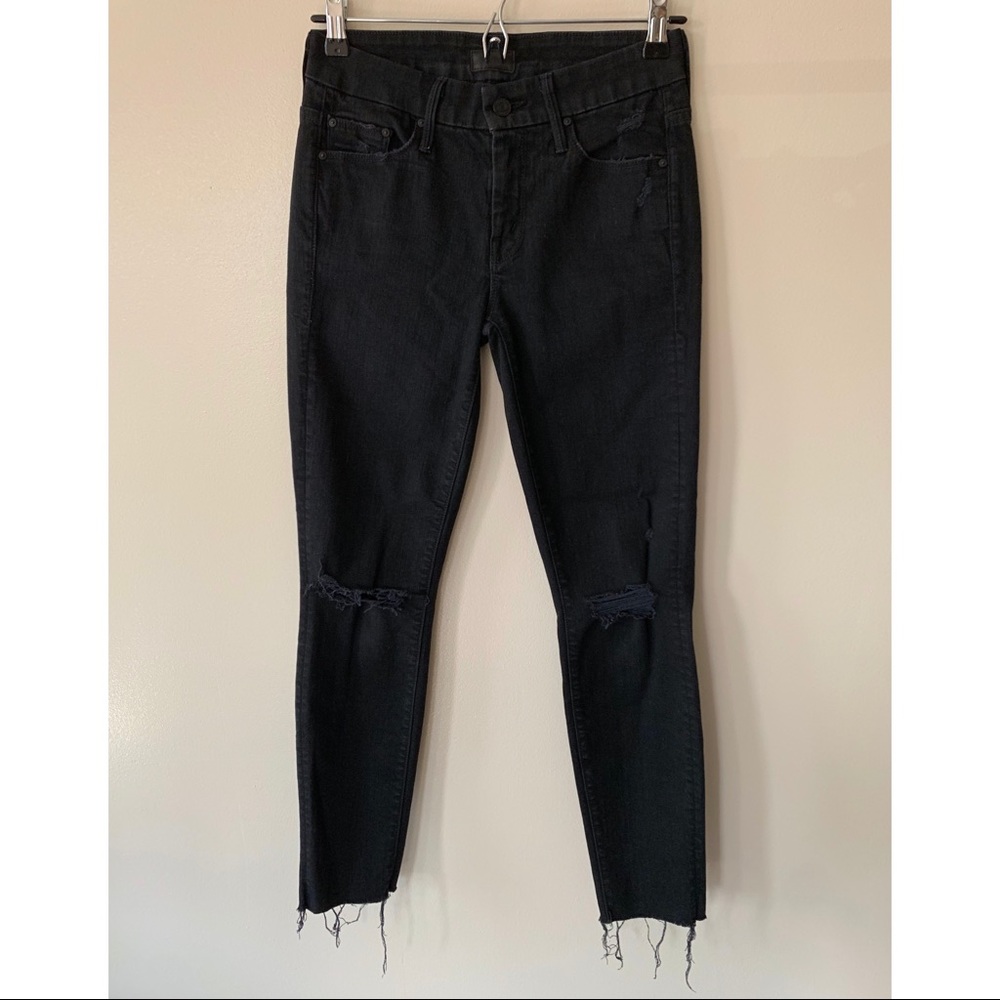 MOTHER • 25 • Looker Ankle Fray Black Denim Jeans